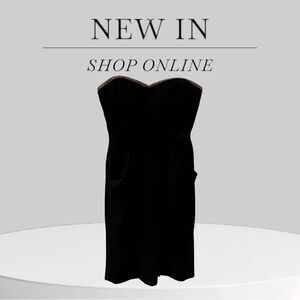 Bcbgmaxazaria Daphine dress black size 2 midi removable bra strap front pockets